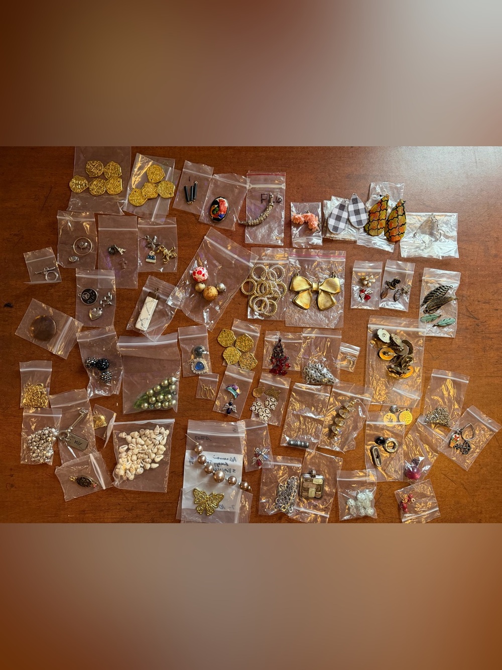 Mixed Costume Jewelry Lot - Gold & Multicolor Earrings, Charms, Beads